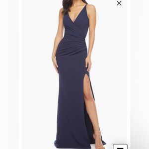 Navy Bridesmaid dress - Jordan Ruched Side Slit Gown